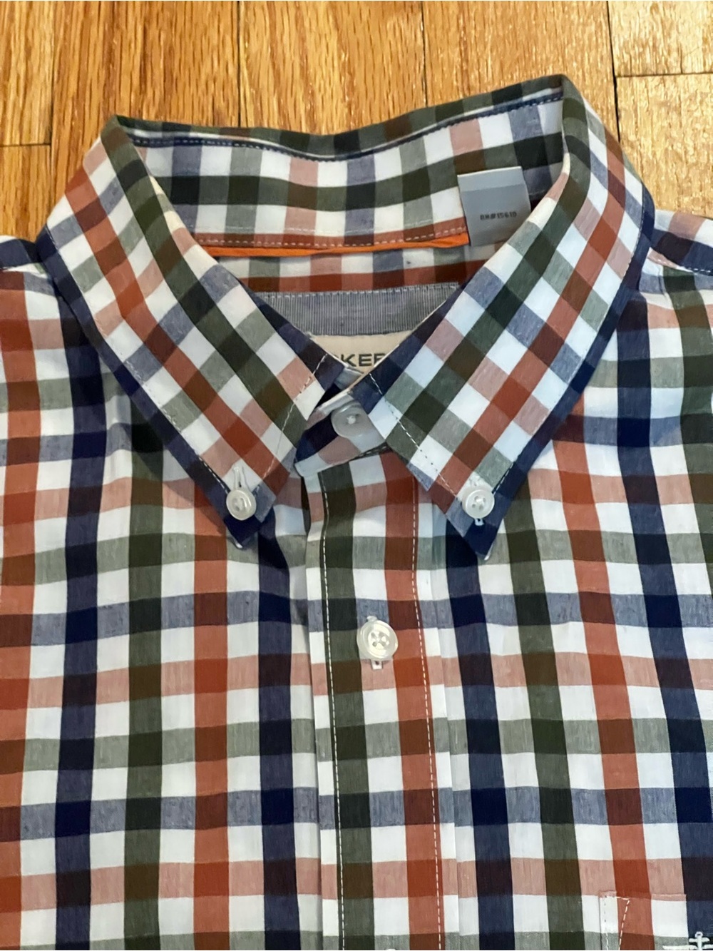 Dockers Men’s Orange Green Blue Plaid Button-Down Shirt Size L